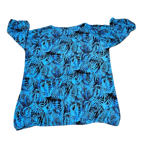 Jonathan Martin Collection Blue and black cold shoulder blouse - Picture 2 of 3